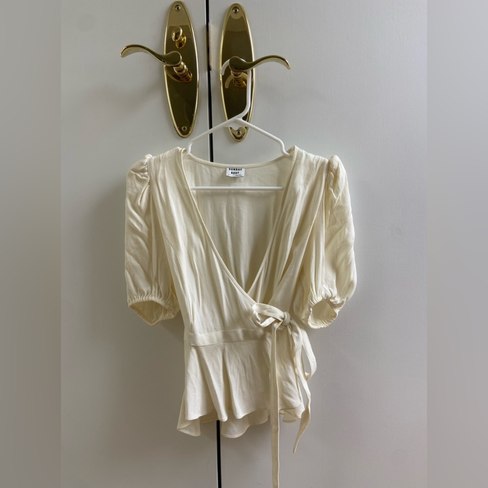 Sunday Best off white wrap top